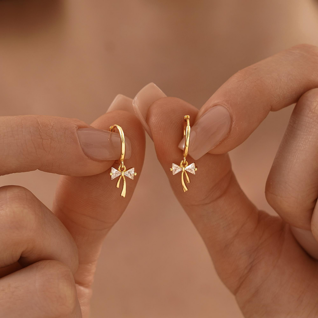 Ribbon Bow Huggie Earrings