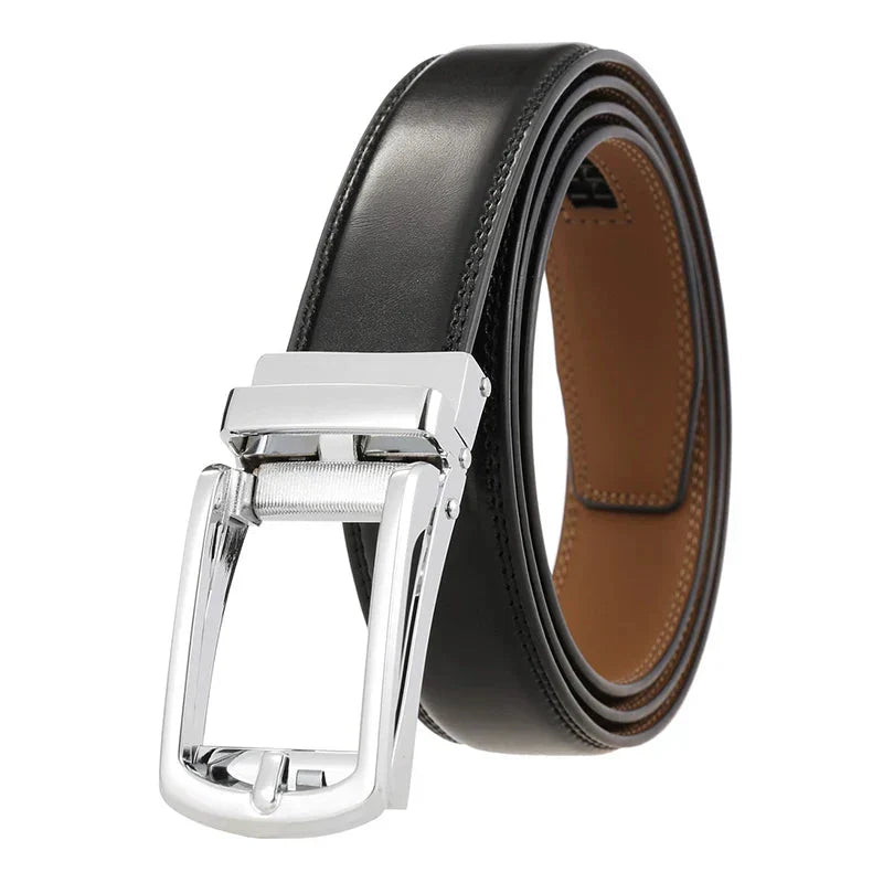 Belt Executive Men's Leather with Buckle Metal