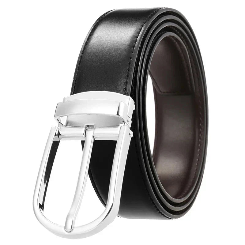 Men's Belt Genuine Leather with Reversible Buckle in Zinco
