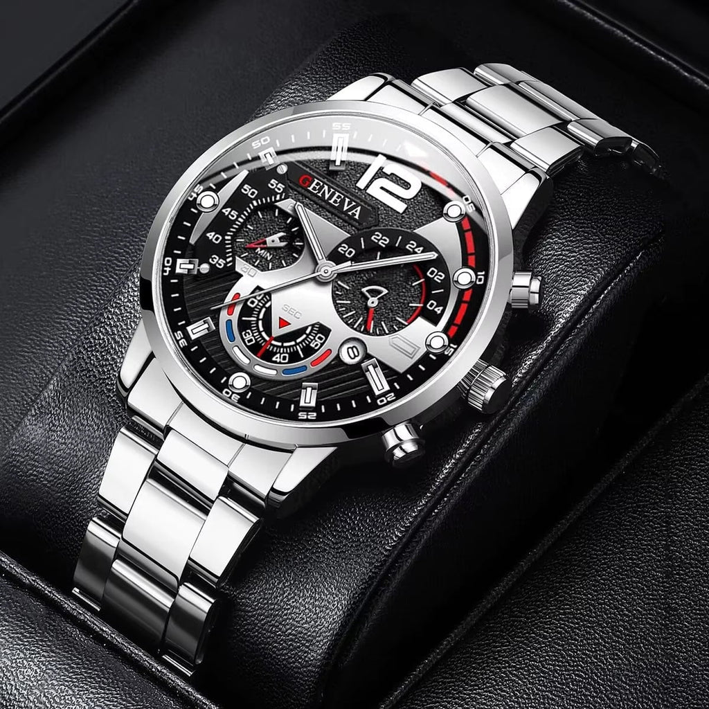 Dual Time Black Rubber Strap Luxury Watch VRC002 Premium