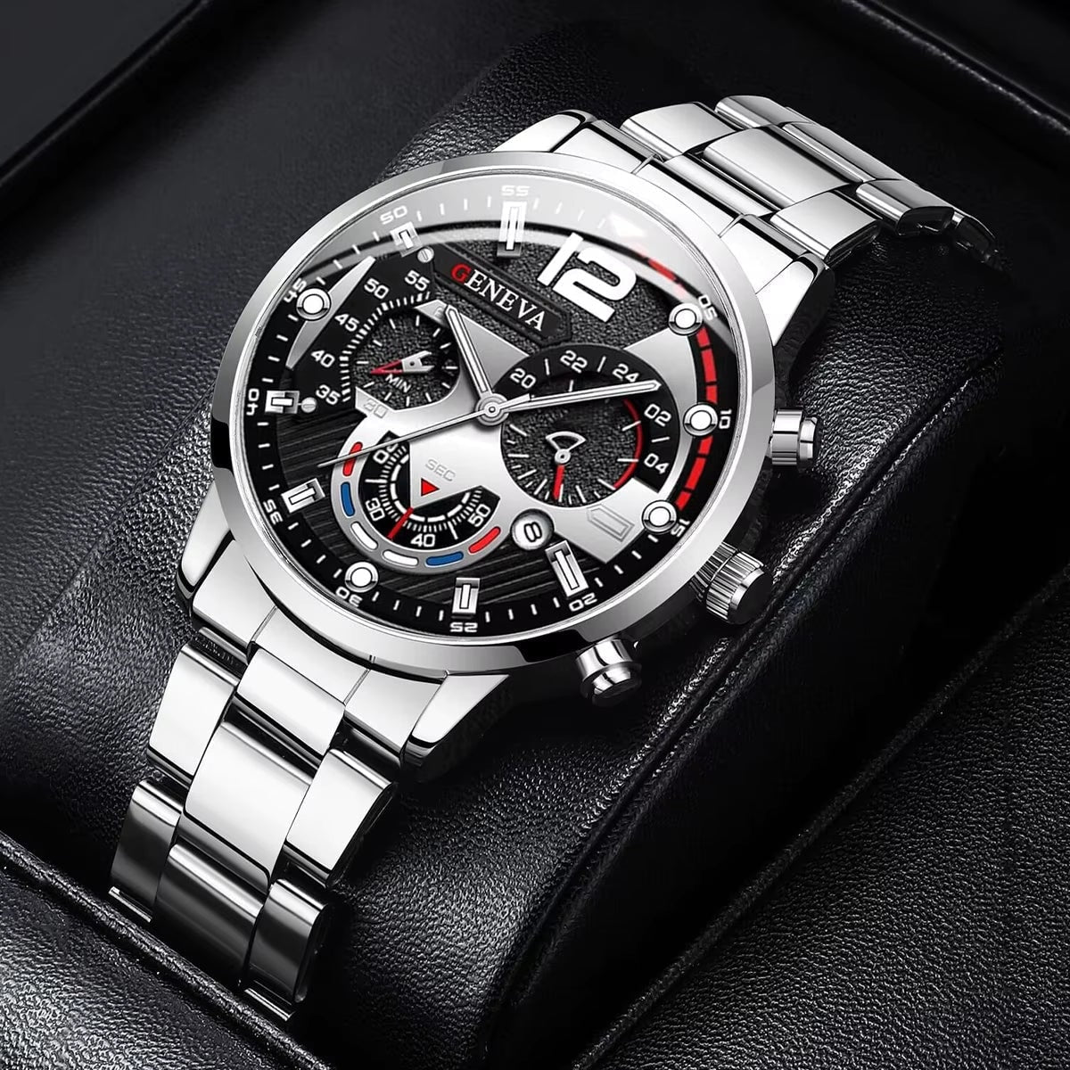 Dual Time Black Rubber Strap Luxury Watch VRC002 Premium