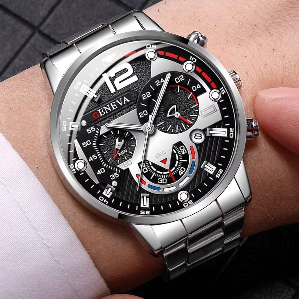 Dual Time Black Rubber Strap Luxury Watch VRC002 Premium